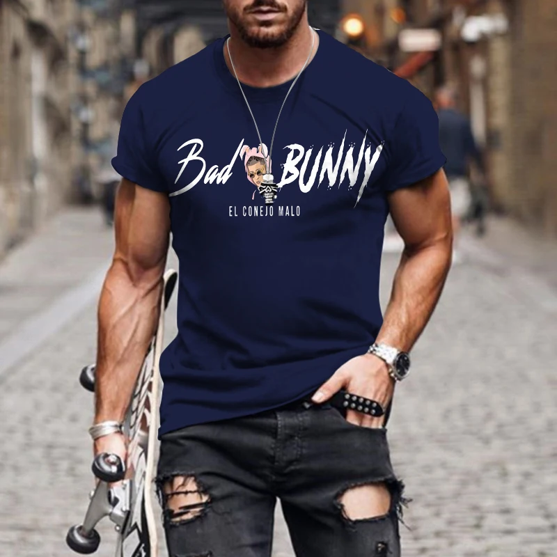 

Summer Men's Bad Bunny T-Shirt Western Style Jersey Sweatershirt Fashion Outdoor Sportswear Casual Couple Singer Tops&Tees