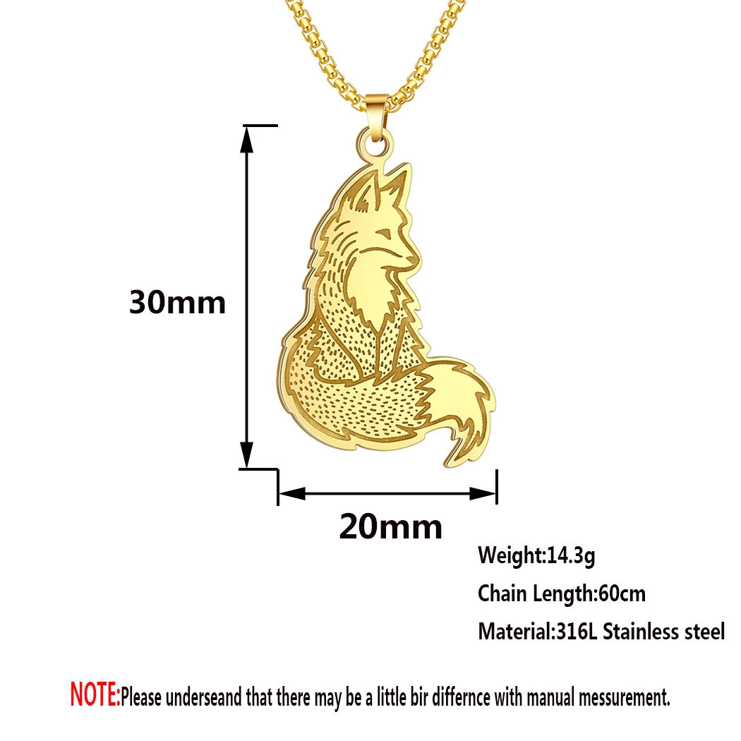 LUTAKU Viking Stainless Steel Charm Fox Pendant Necklace For Women Men Dainty Animal Handmade Jewelry Choker Birthday Gift images - 6