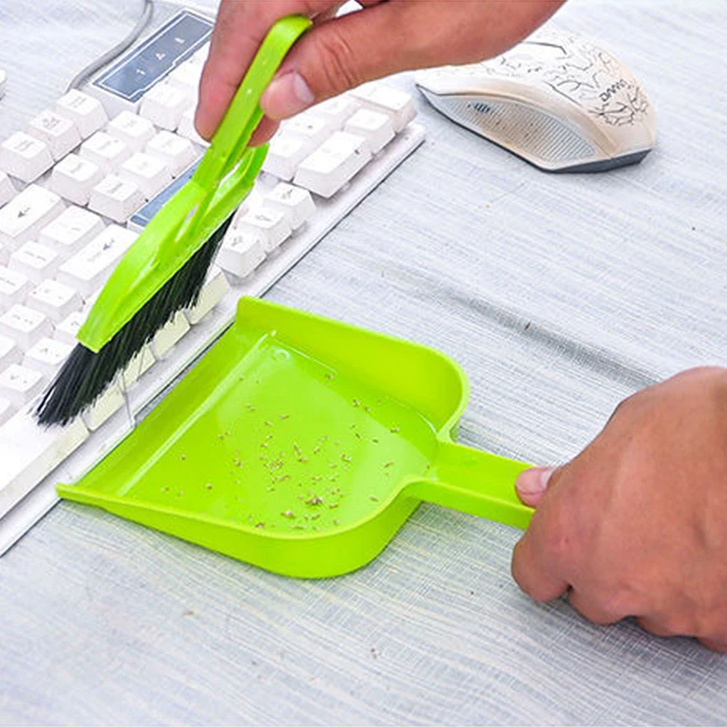 

2Pcs Decorative Small Broom Dustpan Novelty Object Keyboard Brush Tools Table Corner Cleaning Mini Desktop Cleaning For Home Set
