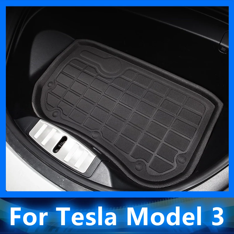 

Коврик Model3 2021, коврик для багажника переднего и заднего автомобиля, нескользящий коврик для груза Tesla Model 3, аксессуары, водонепроницаемые ко...
