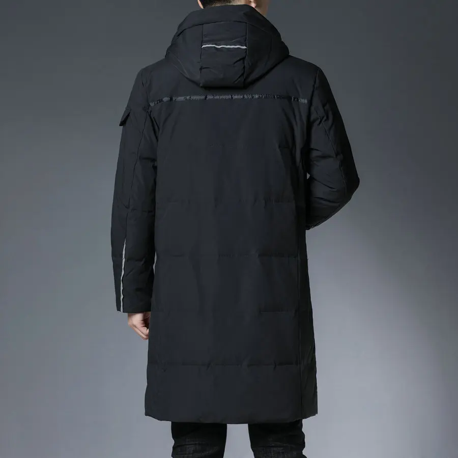 Winter Men Thermal Hooded Puffer Basic Coat Black Brown Gray Thick Warm Puff Padded Jackets Male Quilted Overcoat Hipline Length