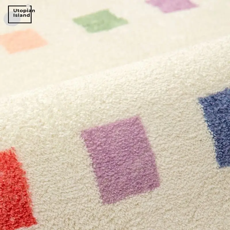 Плюшевый ковер для гостиной белый комнаты в скандинавском стиле напольный