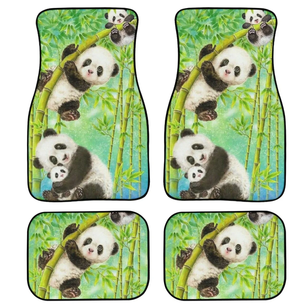 

Funny Panda Set of 4 Car Floor Mats for Women Men Non Slip Car Accessories Front and Back Carpet Floor Mats Easy to Install