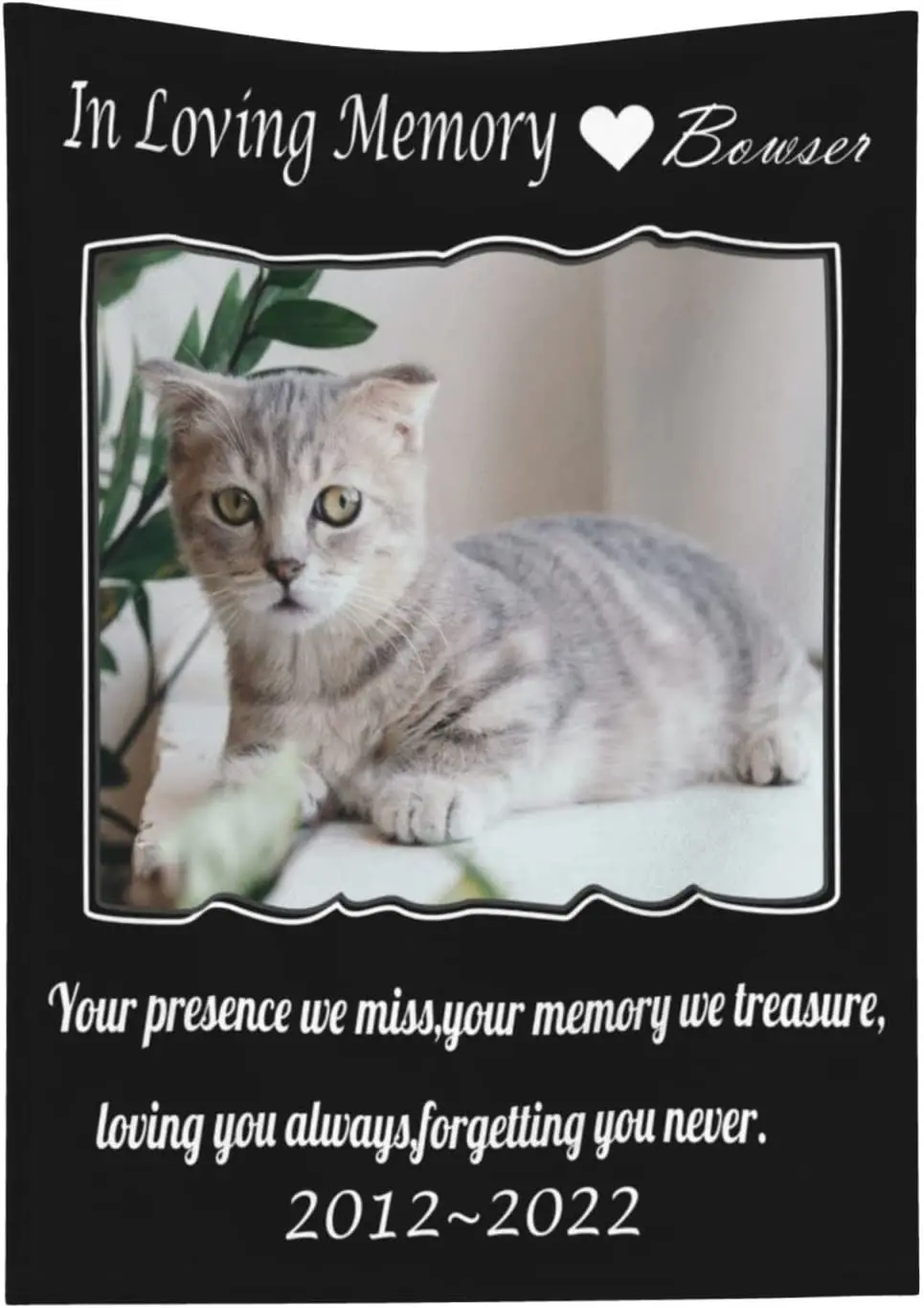 

Custom Pet Memorial Blanket with Loss of Dog Picture and Name Personalized Cat Memorial Gifts Customized Pet Loss Gifts