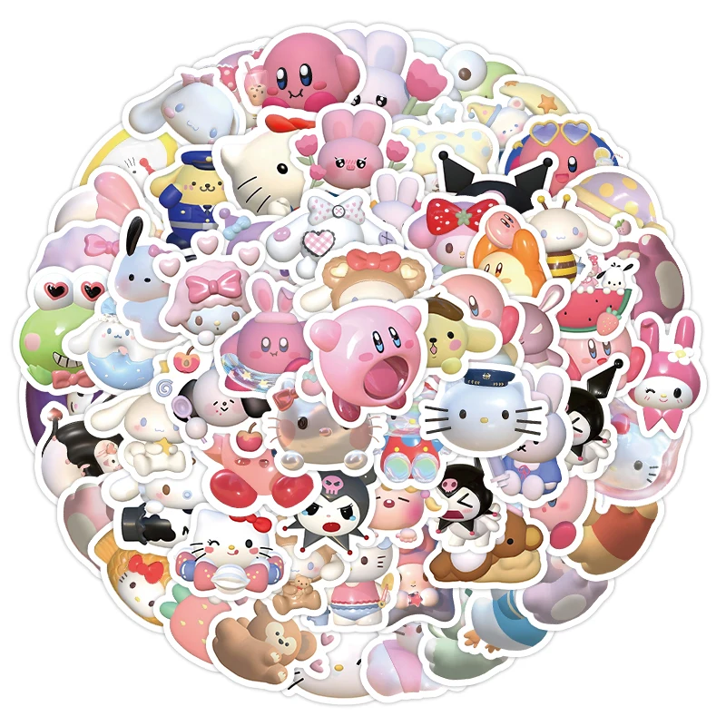 

100pcs 3D Avatar Sanrio Sticker Cartoon Cute Girl DIY Decorative Notebook Waterproof Anime Stickers Kuromi My Melody Sticker