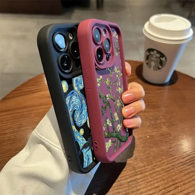 Чехол с картиной маслом Ван Гога Звездное небо для iPhone 16 15 11 13 14 12 Pro Max Plus Mini чехол
