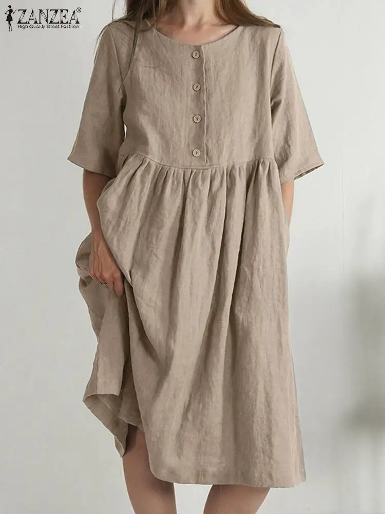 

Платье ZANZEA женское однотонное с рукавом до локтя, винтажный Повседневный вечерние ный сарафан, вечерняя одежда для работы, большие размеры, ...