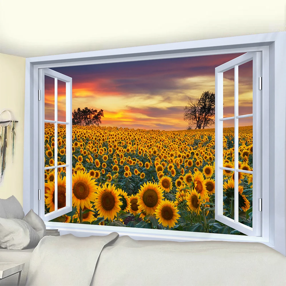 

Cheap Beach Outside The Door Tapestry Hippie Wall Hanging Large Printed Landscape Ocean Backdrop Ceiling Home Decor For Bedroom