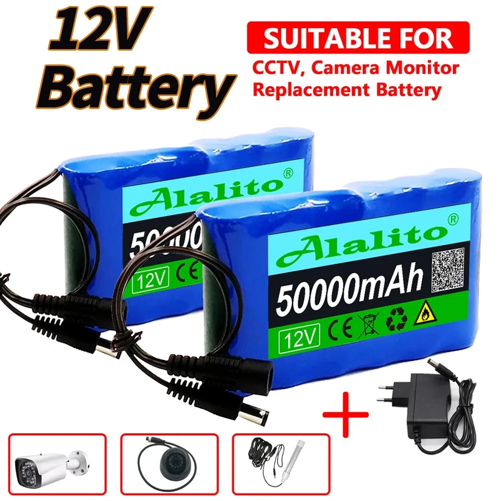 

Rechargeable Battery 12V 50000mah Lithium Battery Pack Capacity DC 12.6V 50Ah CCTV Camera Monitor with Charger