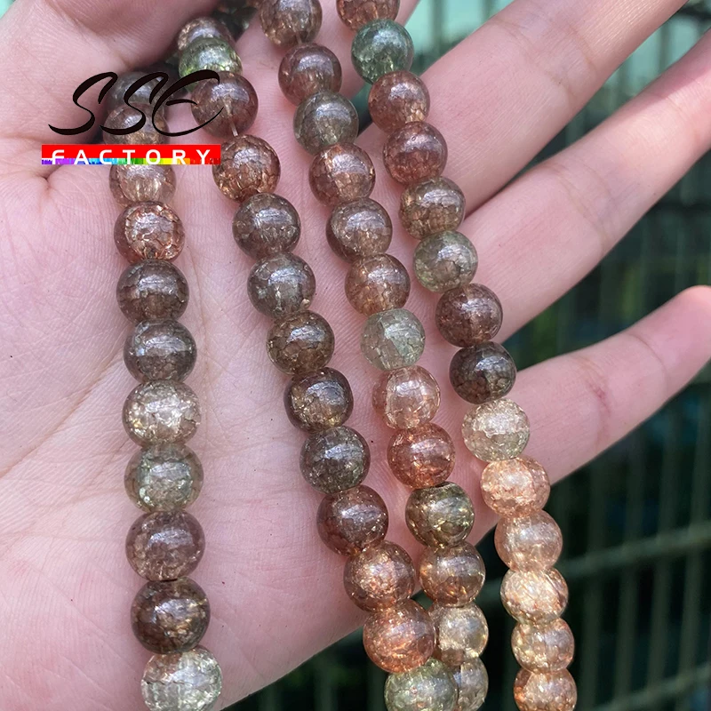 

Brown Cracked Quartz Crystal Beads Natural Stone For Jewelry Making Round Loose Beads DIY Bracelet Necklace Accessories 8mm 10mm