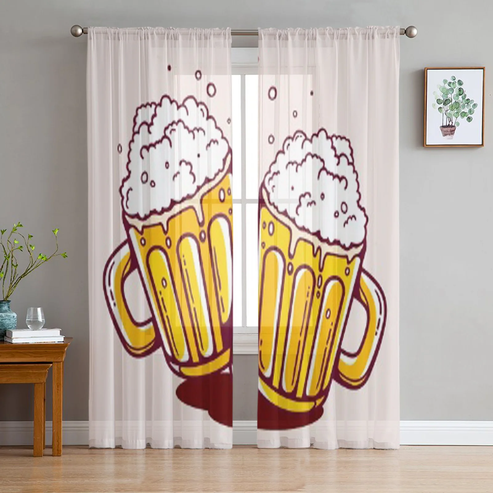 Две кружки для пива тюлевые занавески гостиной спальни детской кухни балкона из