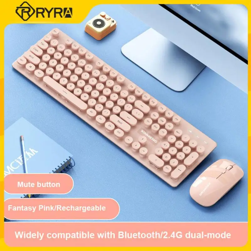 

RYRA Rechargeable Wireless Keyboard And Mouse Set Bluetooth Dual-mode Mute Laptop Keyboard For Tablet Android IOS IPad Iphone