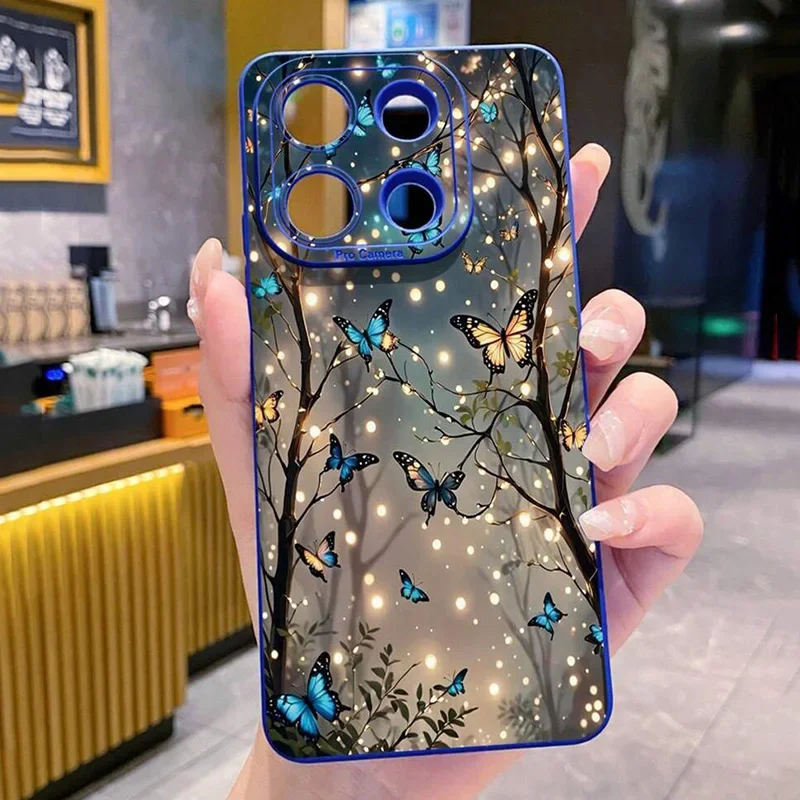 Светящийся в темноте чехол с бабочкой для Xiaomi Poco F7 Pro Чехлы X7 X6 X5 X3 F5 F6 Mi 11 Lite 15 14 13 14T