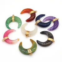 new style necklace pendant natural stone horns shaped winding agate pendant for jewelry making diy necklace accessory