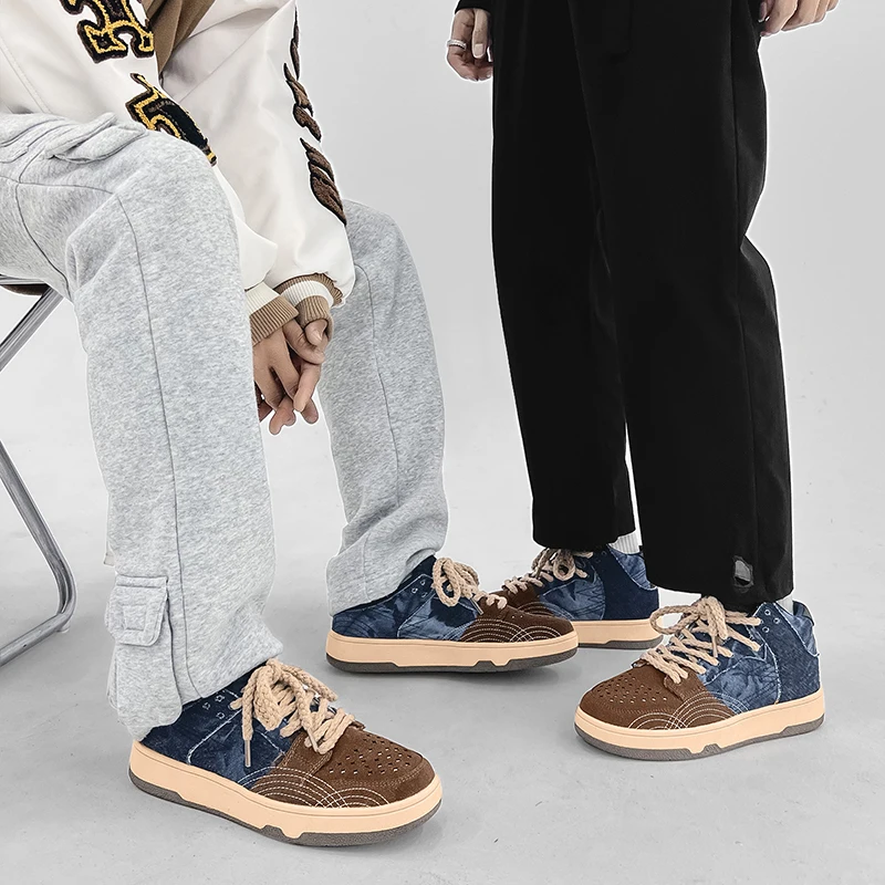 

Мужские кроссовки для скейтборда, Новинка осени 2022, Простые индивидуальные сочетающиеся цвета износостойкие подошвы, уличная спортивная м...