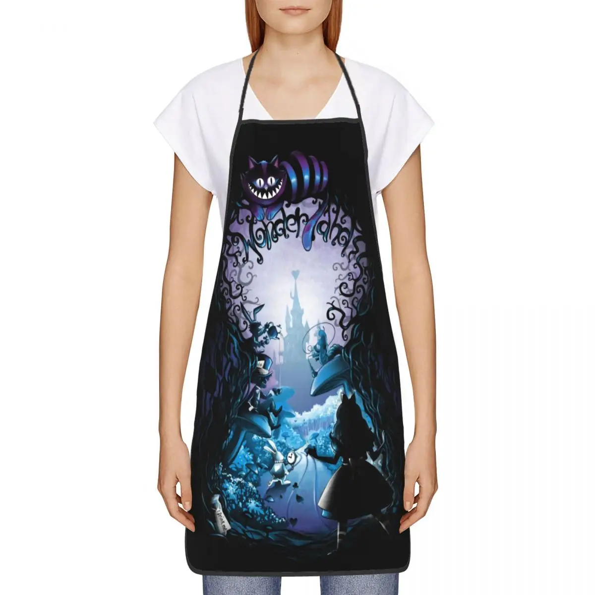 Кухонный Фартук унисекс для готовки шеф-повара с изображением Чеширского кота