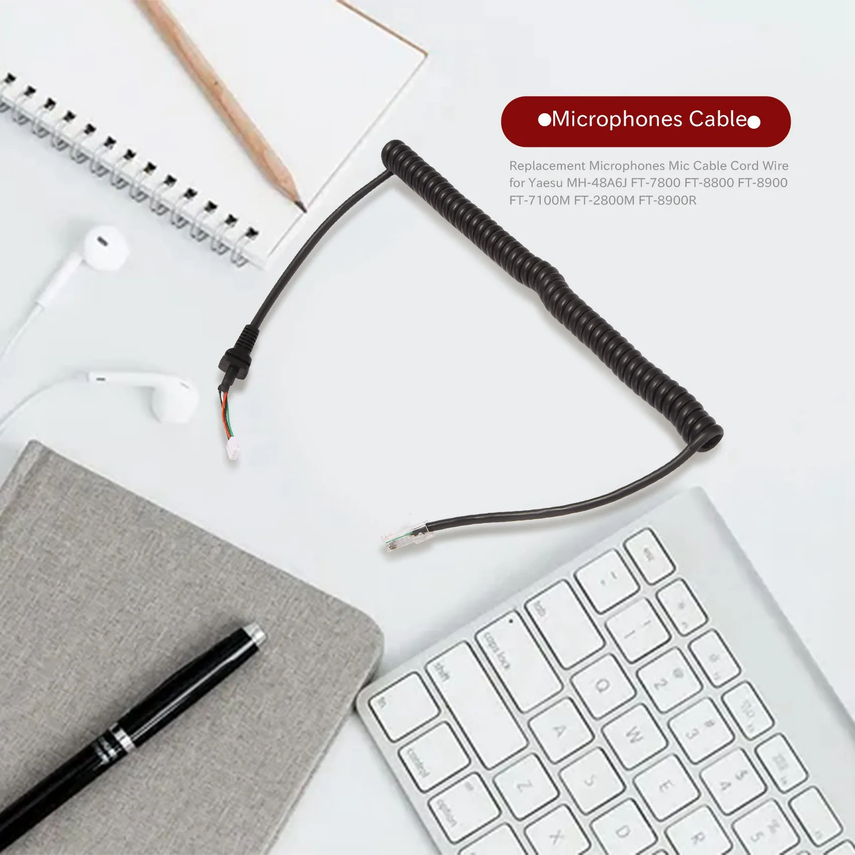 Сменные микрофоны микрофонный кабель шнур провод для Yaesu MH-48A6J FT-7800 FT-8800 FT-8900