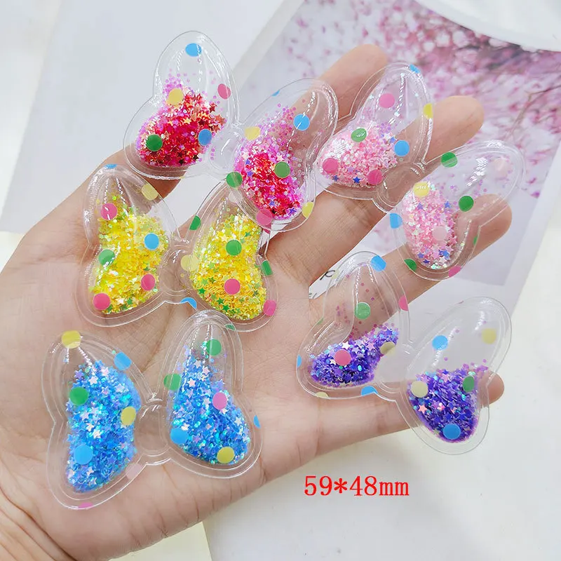 

Прозрачный шейкер в горошек с бантом и зыбучим песком, блестки, сделай сам, зажим для волос, аксессуары, украшение для телефона, 20Yc29989