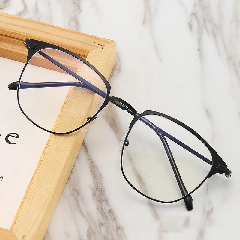 Vintage Square Glasses Men Women Fashion Retro Metal Frame Eyeglasses Transparent Clear Lens Black Eyebrow Spectacle