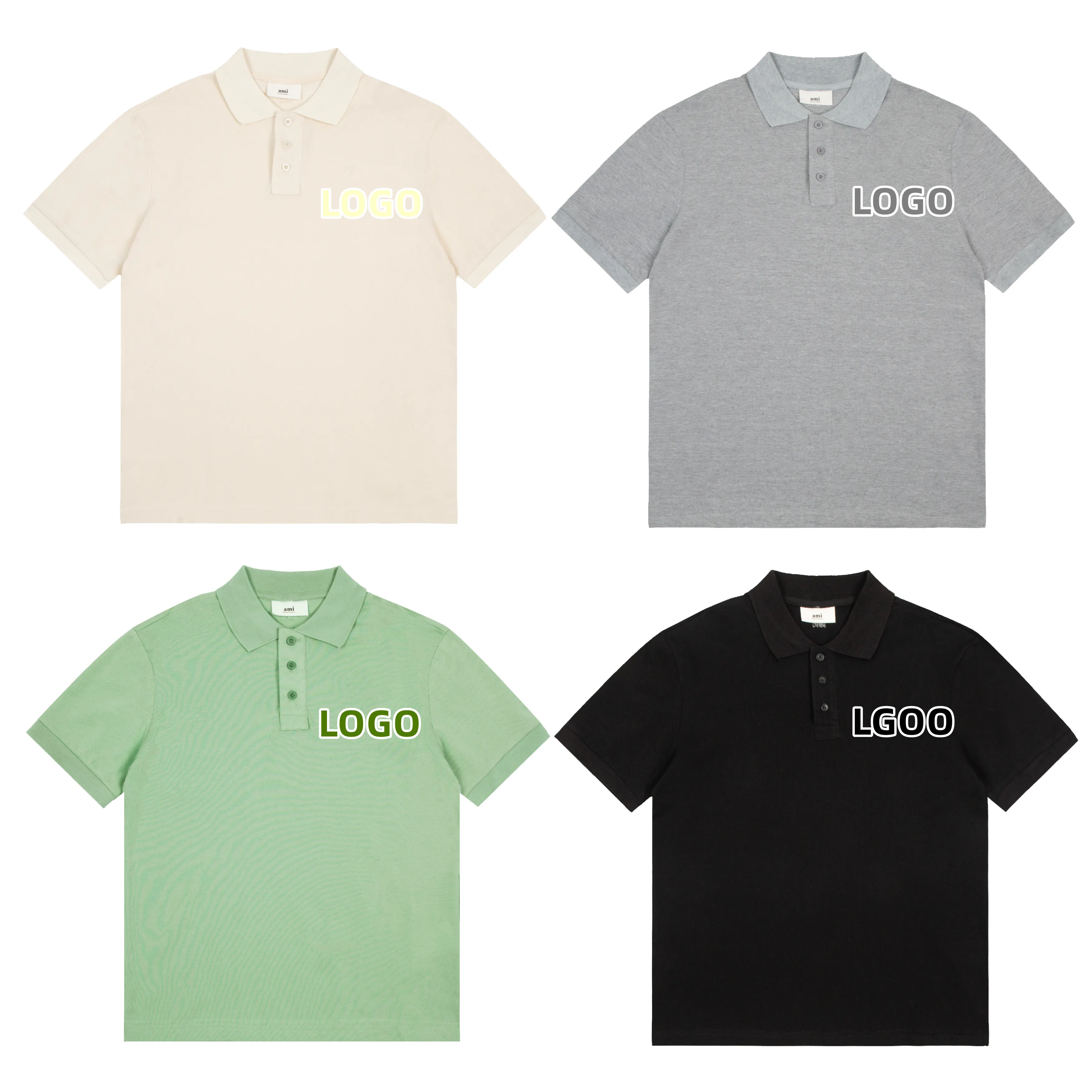 

AMI Alexandre Mattiussi Unisex Mens Womens Couples Casual Fashion Trend Pure Cotton Solid Color Business POLO Shirts Gift 102