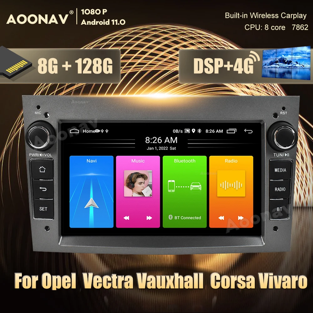 Автомагнитола 2 Din на Android 11 для Opel Astra H J Vectra Vauxhall Antara Zafira Corsa C D Vivaro Meriva Veda androidauto carplay