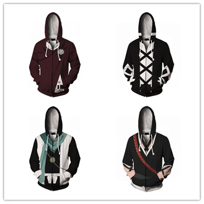

Худи для косплея Отбеливающее Kurosaki Ichigo Yhwach, толстовка с капюшоном с 3D принтом, мужская и женская повседневная куртка на молнии, пальто