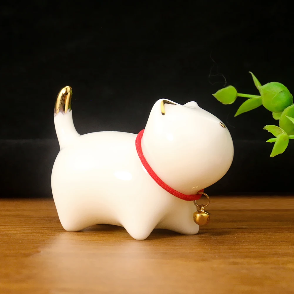 

Симпатичный гладкий блеск белый фарфор керамика Безликий Кот Манеки Neko золотой хвост Колокольчик для ушей украшение талисман подарок наст...