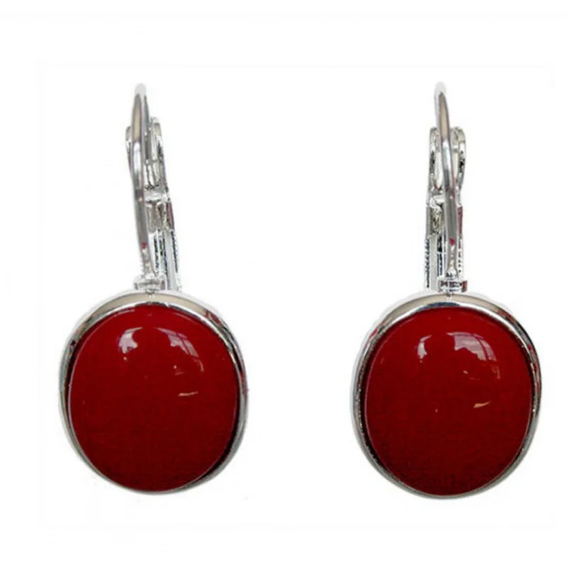 

Boucles d'oreilles en forme de trèfle rouge et argent 925 faites à la main pour femmes, cadeau de saint-valentin, 1 1/10 pou
