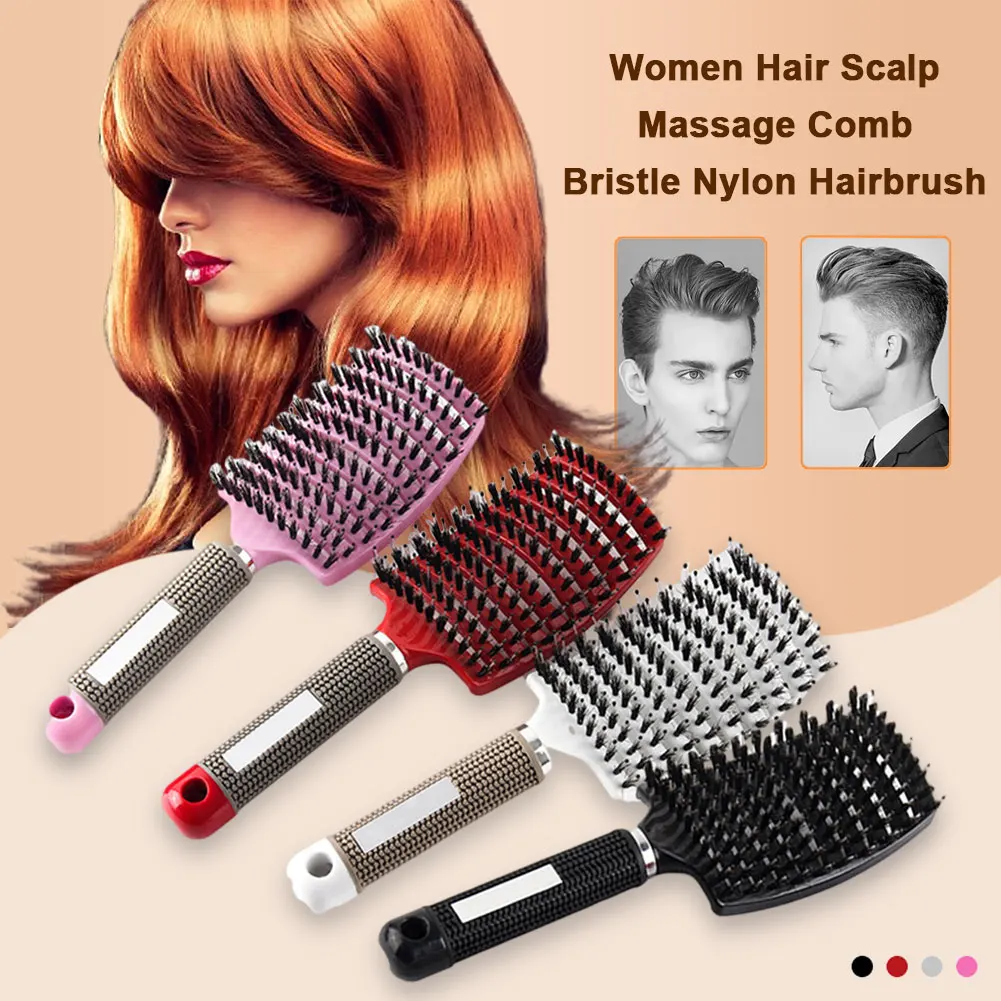 

Comb Bristle Nylon Hairbrush Wet Curly Detangle Hair Brush For Salon Barber Hairdressing Styling Tools Women Hair Scalp Massage