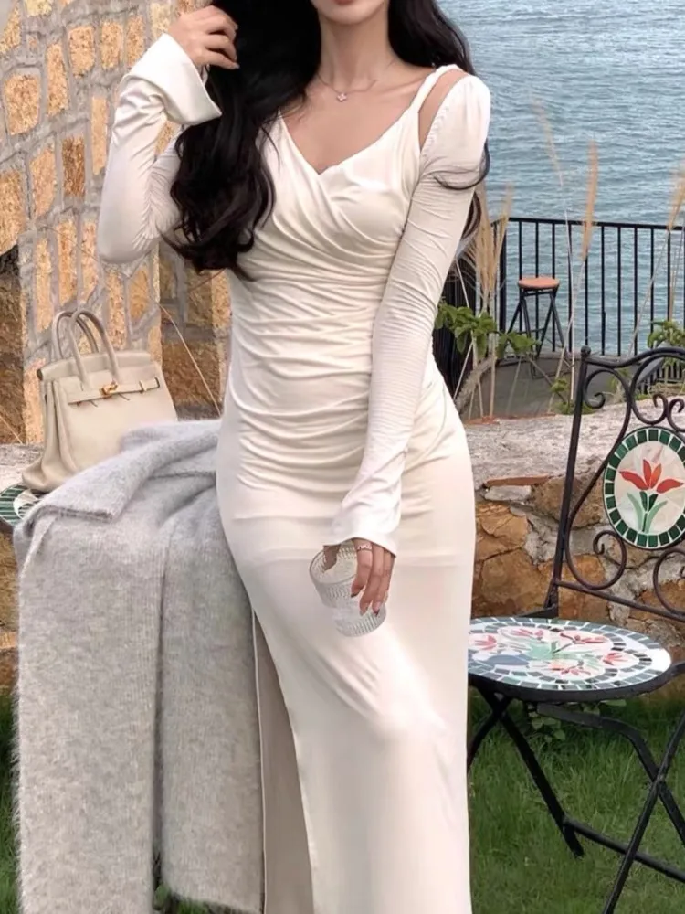 

Elegant and Chic Women Fashion Knitted Dress Long Sleeve Casual Bodycon Slim Party Vestidos Female Vintage Clothes New Robe