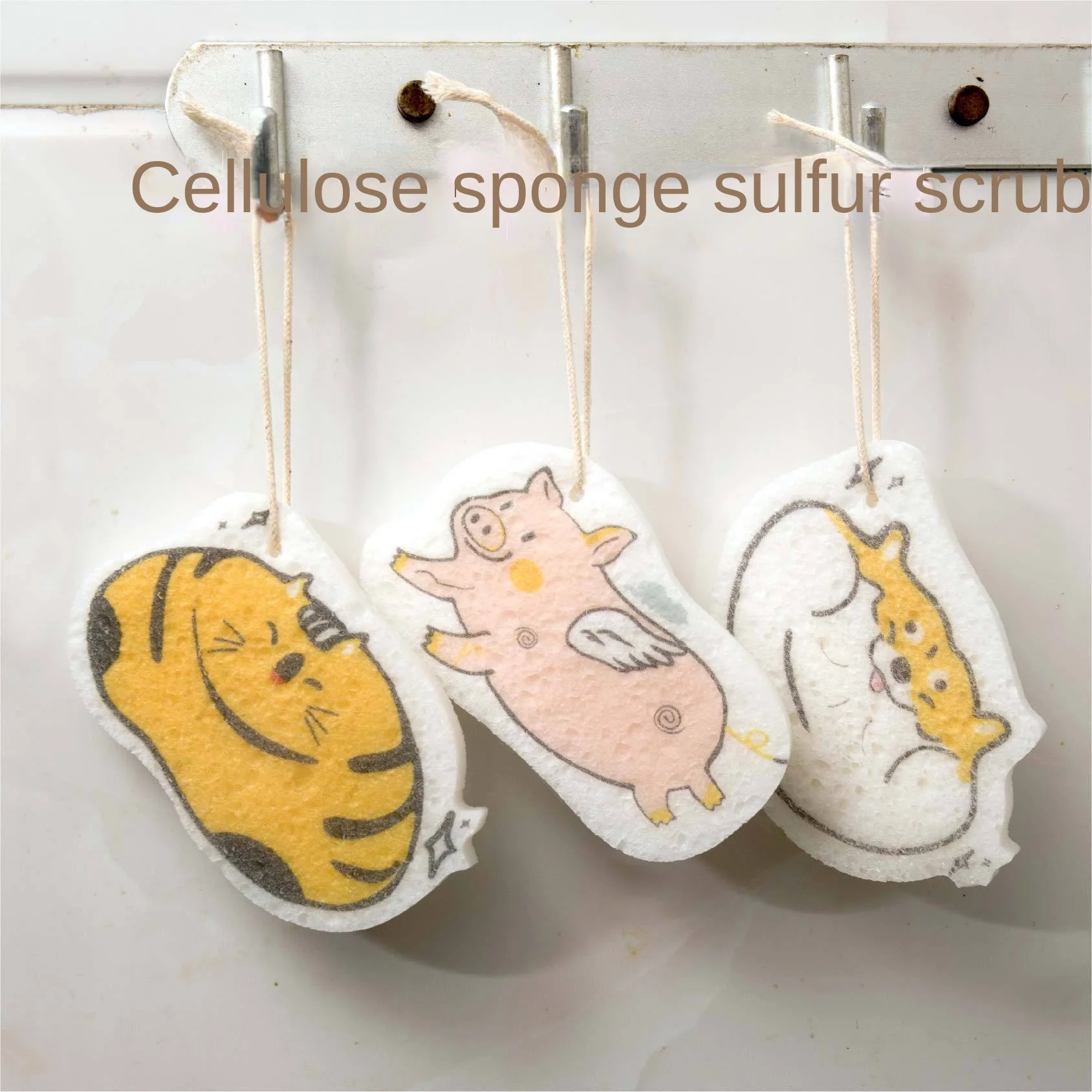 

Cute Cartoon Dishwashing Sponge Cleaning Sponges Double Sided Scouring Pads Compressed Wood Pulp Sponge Kitchen Tools Pot Wipe