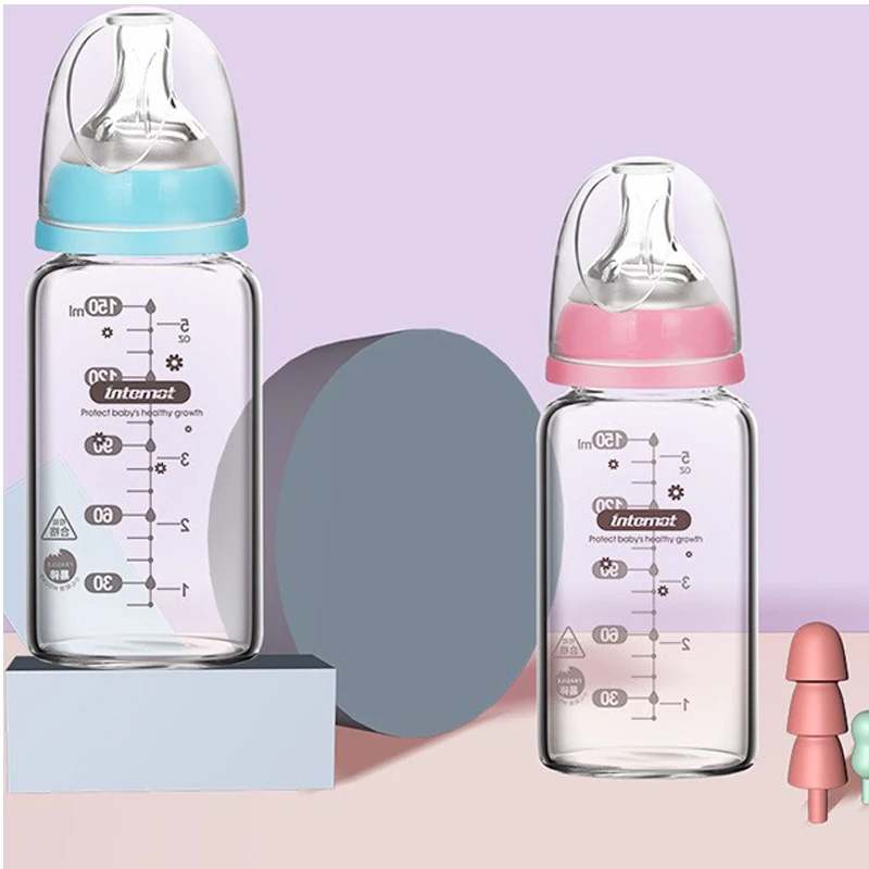 

ZK35 Neonatal wide caliber high borosilicate glass feeding bottle baby feeding baby bottle 150ml anti-expansion choking