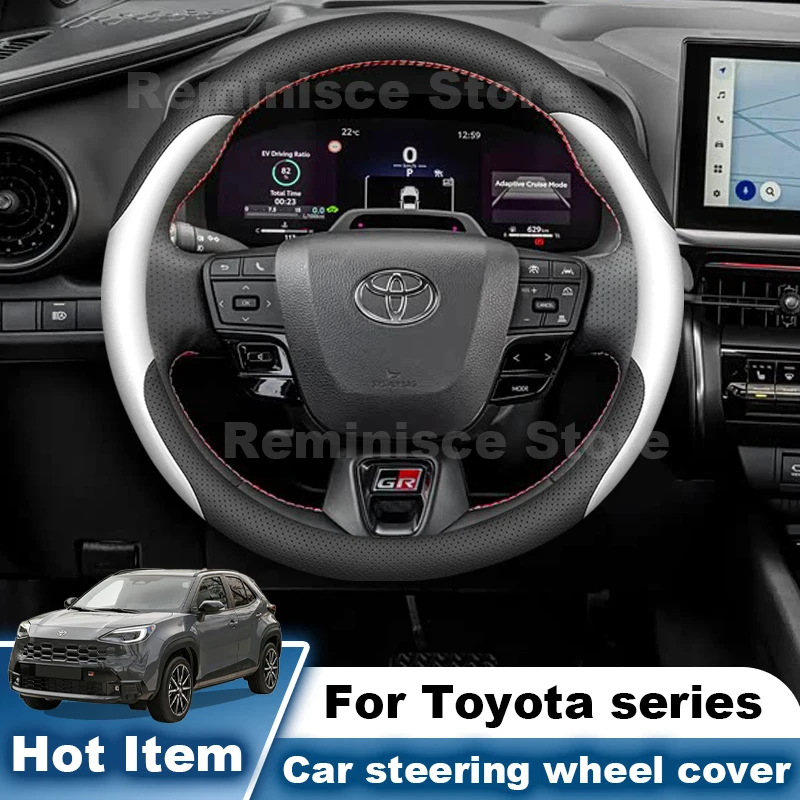 Фото Чехол на руль из кожи Наппа для Toyota GR Yaris RAV4 CHR Camry Corolla Yaris Cross Aygo X 2026 2025-2015 Аксессуары №4