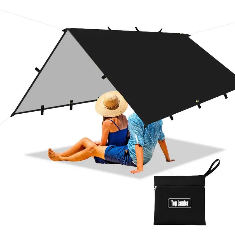 

Camping Tent Tarp Sunshade Hammock Rain Fly Waterproof Hammock Tarp Triangle Designed Quick Setup With Storage Bag 9.84x9.84FT