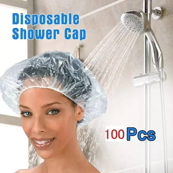 

100pcs/lot Disposable Elastic Shower Hat Hair Salon Waterproof Hotel Bathing Cap Hat Hotel One-Off Bathing Bathroom Products