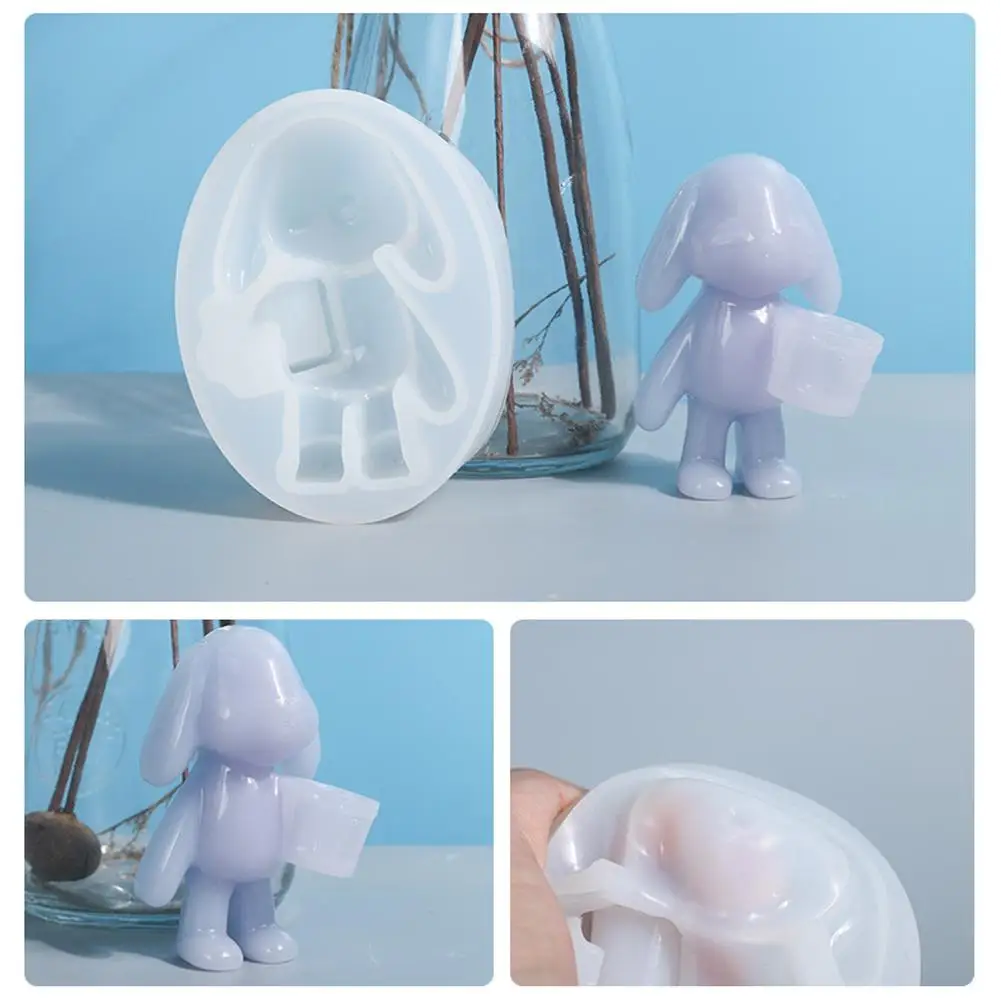 

3D Silicone Mold DIY Geometric Three-Dimensional Rabbit Easter Mold Tool Tray DIY Fondant Baking Pastry Animal Cake Decor M V8T2