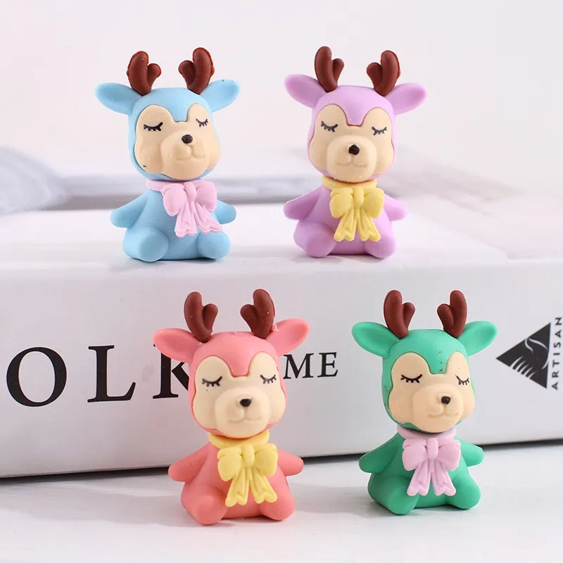 

30 Pc/Lot Cartoon Cute Deer Animal Pencil Rubber Eraser/ Creative Learning Stationery/ Children Student School Prize Gift