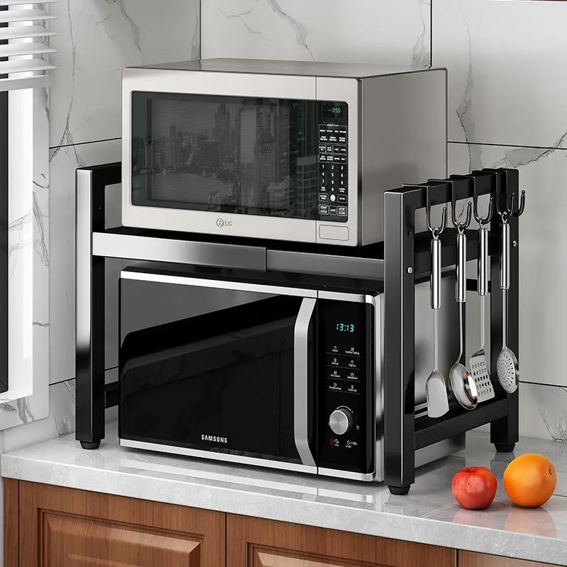

Retractable Kitchen Shelving 2-Layer Microwave Oven Shelf Multifunctional Kitchen Organizer Shelve Tableware Storage Rack Holder