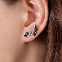 huitan trendy womens stud earrings with blue cubic zirconia temperament elegant lady earrings wedding party fancy accessories