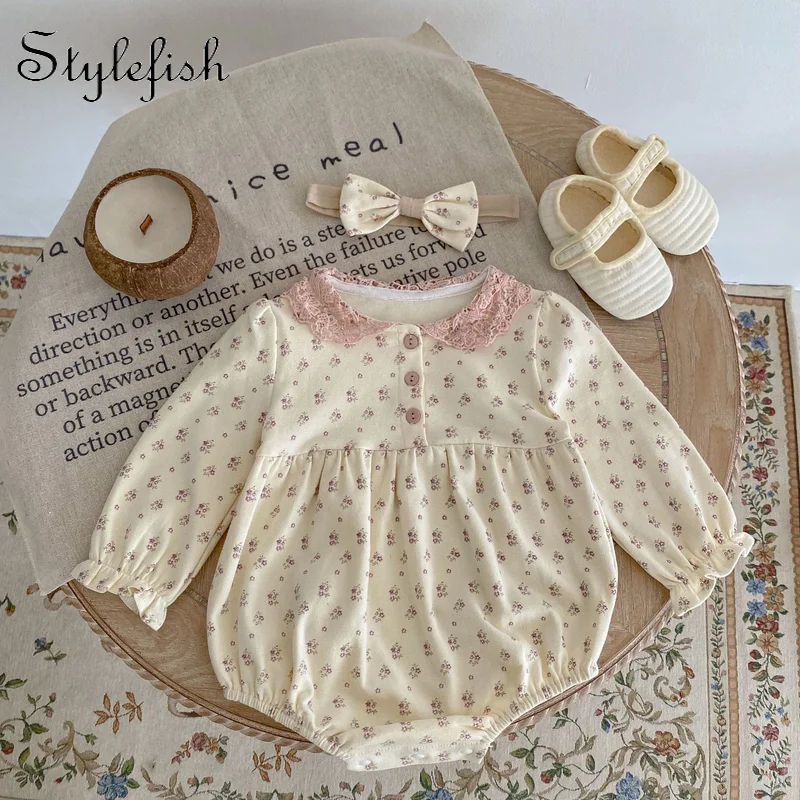 2022 spring and autumn clothes baby romper long Printed sleeve baby Jumpsuit triangular climbing bodysuit