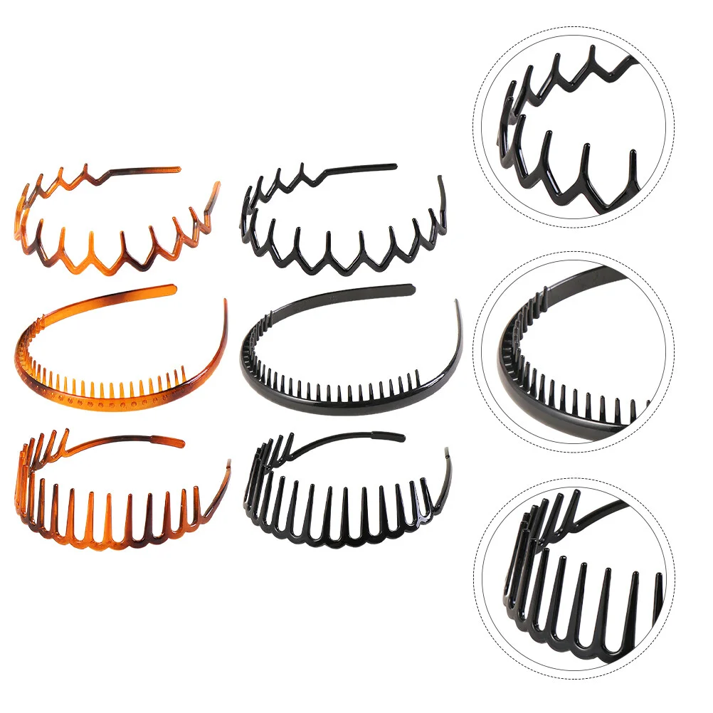 

6 PCS Headband Fashionable Hair Hoops Invisible Toothed Accessory Girls Anti-slip Aldult Wavy Headdress