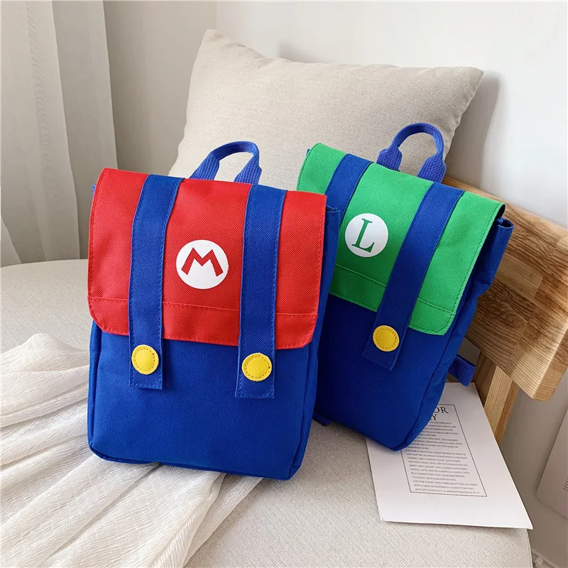 

New Super Mario Luigi Anime Figure Backpack Children Schoolbag Pad Book Storage Large Capacity Multi-functional Kids Xmas Gifts