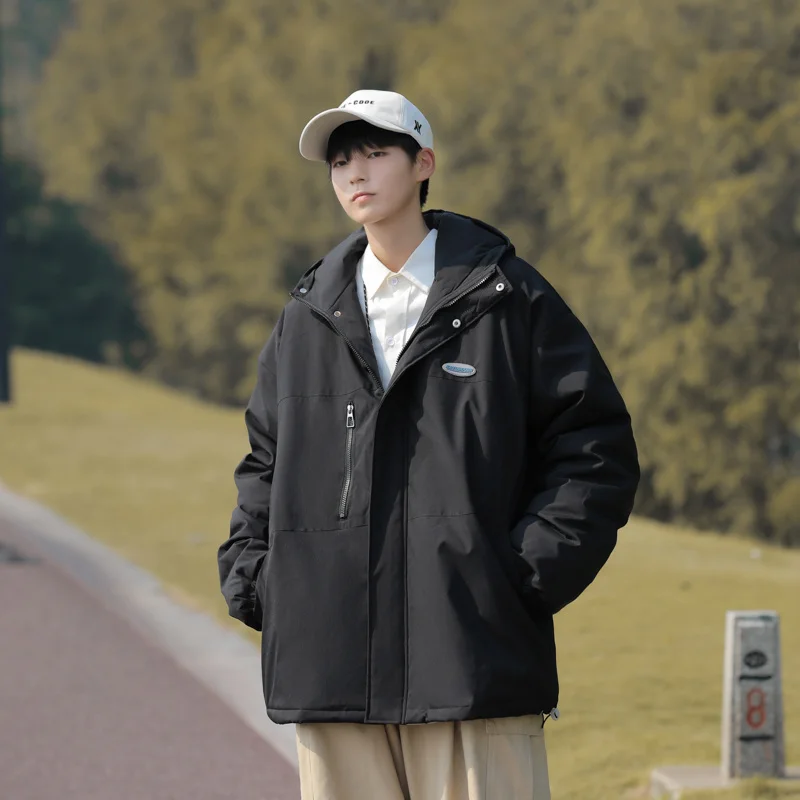 Winter Jacket Men Warm Fashion Thick Hooded Jacket Men Japanese Streetwear Loose Thicken Short Coat Mens Parker Clothes M-2XL