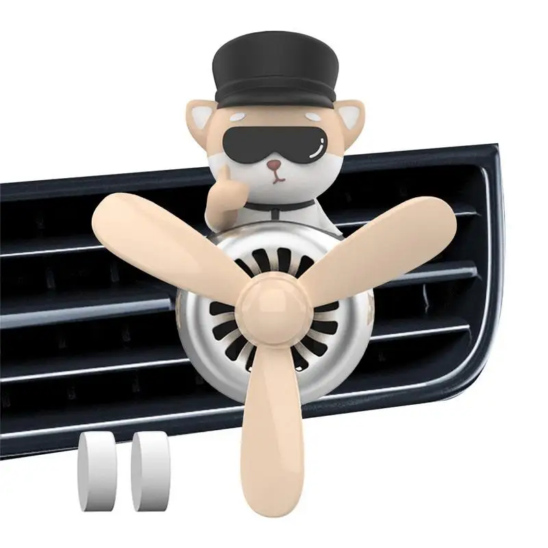 

Car Air Freshener Shiba Inu Pilot Rotating Propeller Outlet Fragrance Interior Perfume Diffuse Auto Accessories Air Fresheners