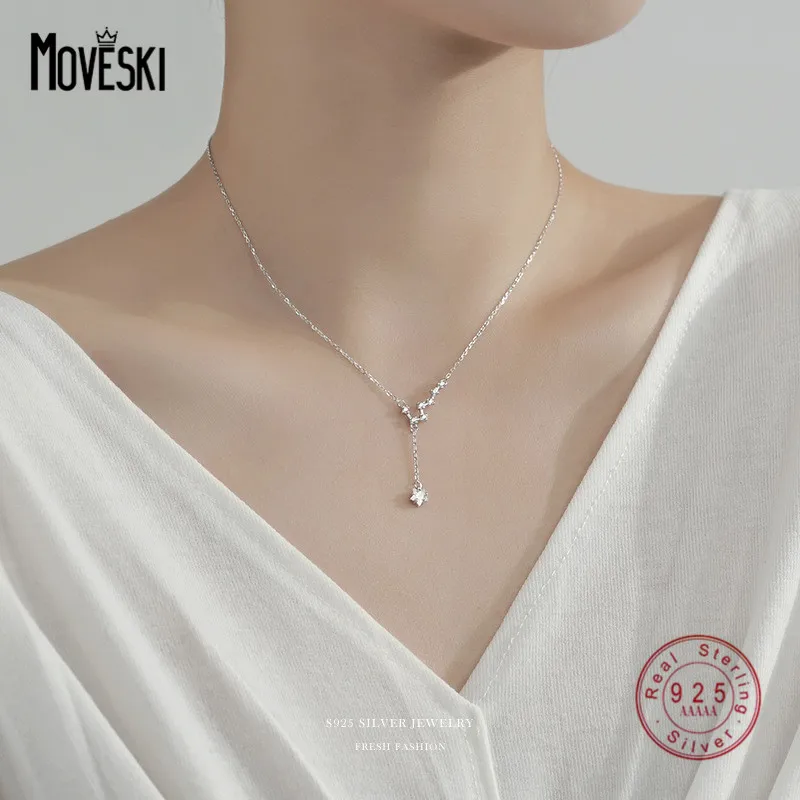 

MOVESKI 925 Sterling Silver Korean Light Luxury Big Dipper Necklace Women Charming Versatile Jewelry Accessories