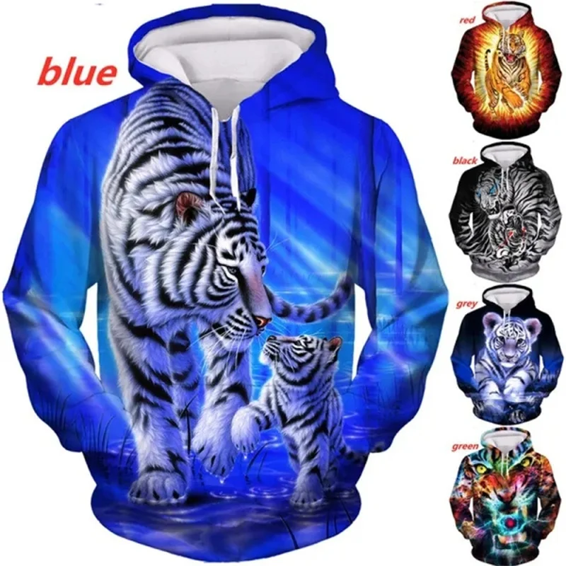 

Женский пуловер с капюшоном и принтом «Тигр»