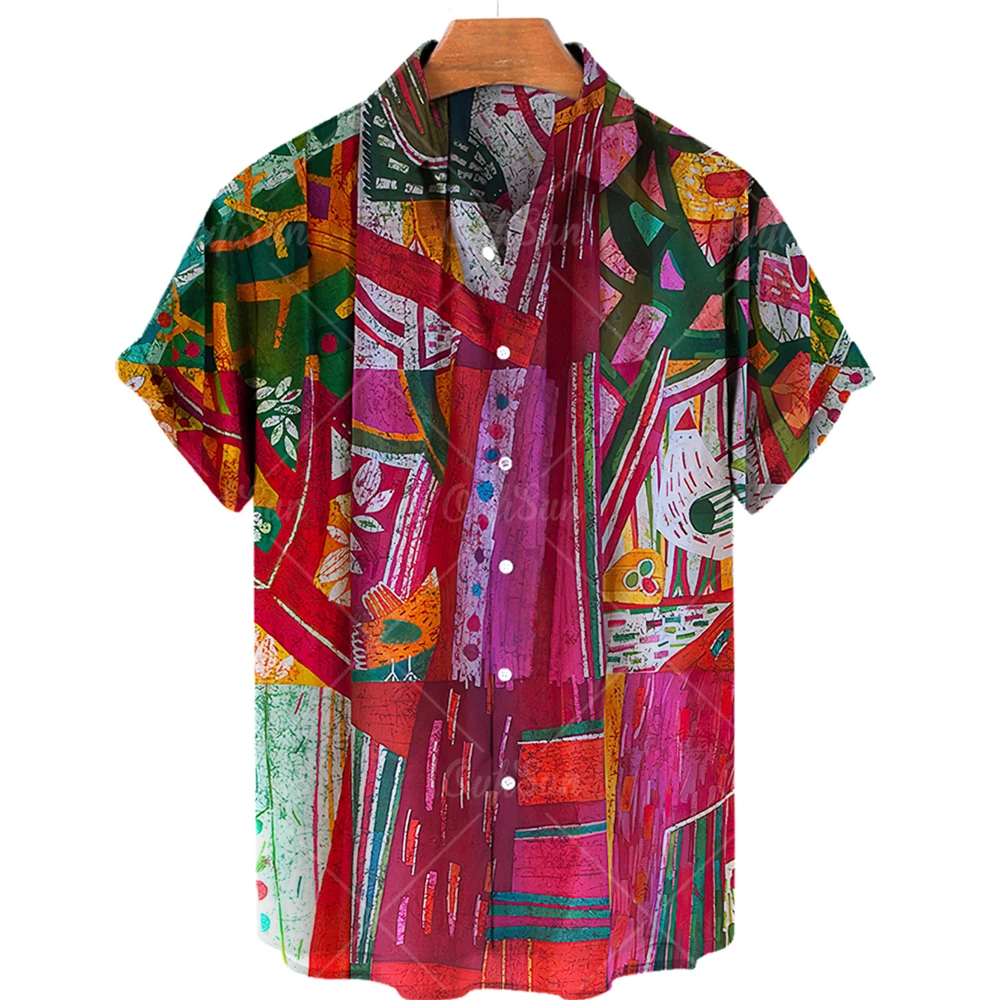 

2022 Summer Hot Style Men's Fruit Print Shirt Single Row Lapel Casual and Versatile Comfortable and Breathable Men's Shirt