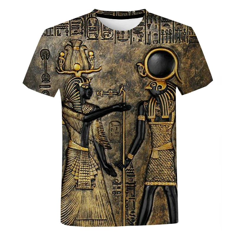 

Футболка в стиле Древнего Египта с 3D принтом, уличная одежда в стиле египетского Харадзюку, модные повседневные топы с коротким рукавом для мужчин и женщин