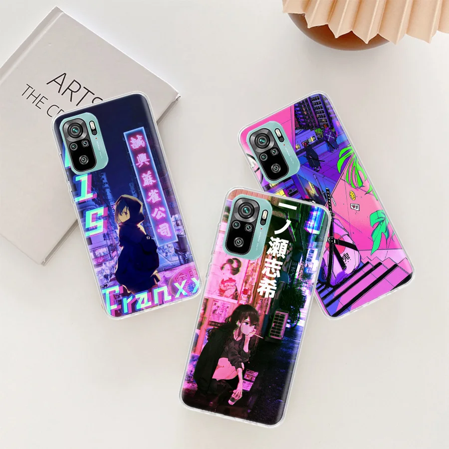 

Vaporwave Glitch Anime Phone Case For Xiaomi Redmi Note 11 Pro 5G 10S 11S 4G 11T 11S 11E 10 9T 9 9S 8 8T 7 6 5 5A Cover Case Sof