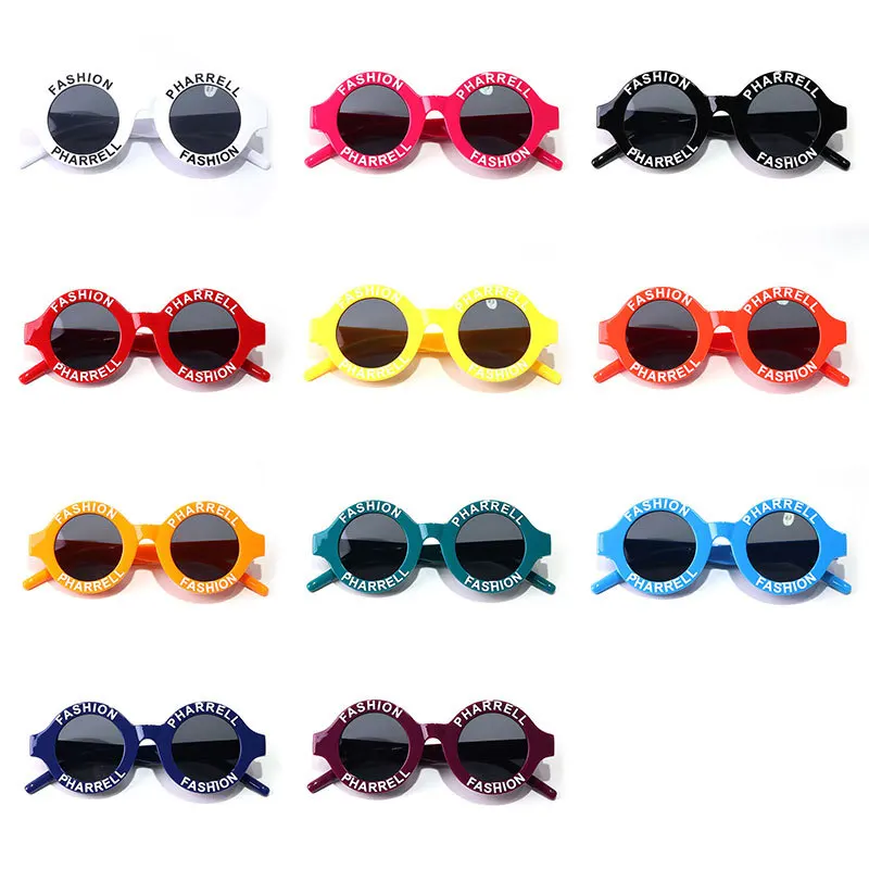 

2020 Spring NEW Printed letters Child sunglasses Infant boys&girls UV400 Small Round Vintage glasses Plastic Beach Eyewear N465